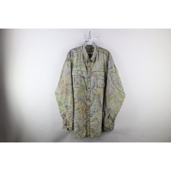 Vintage Mossy Oak Camouflage Mens XL Faded Camouflage Collared Button Shirt - Picture 1 of 11